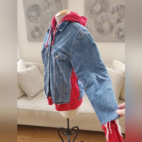 Levi's Ex-Boyfriend Hybrid Hooded Trucker Jacket sz Med - Picture 7 of 15
